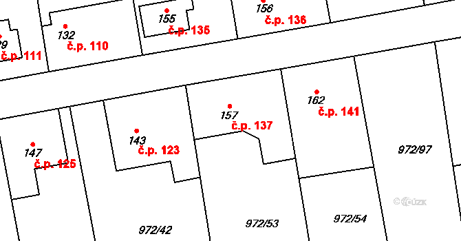 Strašín 137 na parcele st. 157 v KÚ Strašín u Sušice, Katastrální mapa
