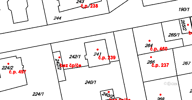 Libuš 239, Praha na parcele st. 241 v KÚ Libuš, Katastrální mapa