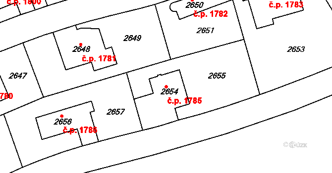 Dejvice 1785, Praha na parcele st. 2654 v KÚ Dejvice, Katastrální mapa