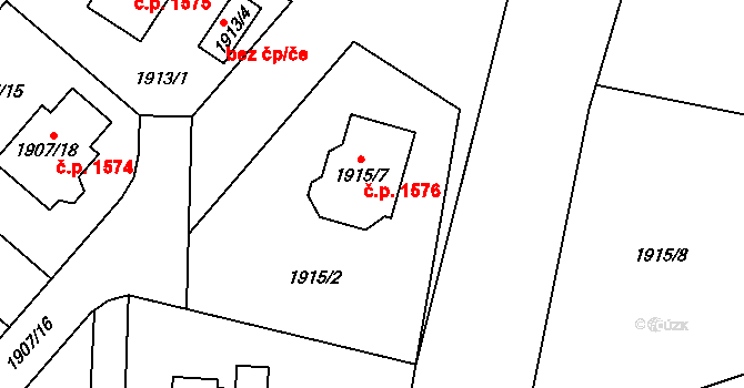 Chotěboř 1576 na parcele st. 1915/7 v KÚ Chotěboř, Katastrální mapa