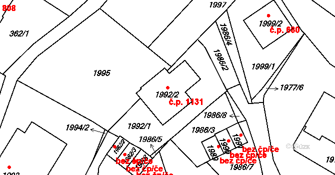 Liberec XIV-Ruprechtice 1131, Liberec na parcele st. 1992/2 v KÚ Ruprechtice, Katastrální mapa