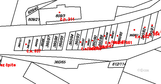 Sedlešovice 544, Nový Šaldorf-Sedlešovice na parcele st. 360/92 v KÚ Sedlešovice, Katastrální mapa