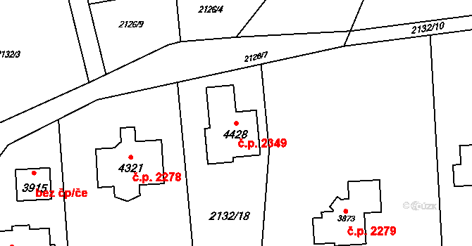 Rožnov pod Radhoštěm 2349 na parcele st. 4428 v KÚ Rožnov pod Radhoštěm, Katastrální mapa