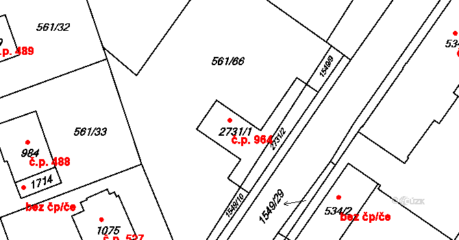 Prachatice II 964, Prachatice na parcele st. 2731/1 v KÚ Prachatice, Katastrální mapa