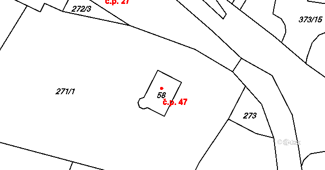 Litochovice 47 na parcele st. 58 v KÚ Litochovice u Volyně, Katastrální mapa