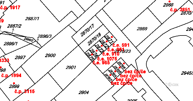 Chomutov 1075 na parcele st. 2874 v KÚ Chomutov I, Katastrální mapa