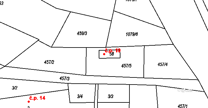 Krašovice 19, Čížová na parcele st. 58 v KÚ Krašovice u Čížové, Katastrální mapa