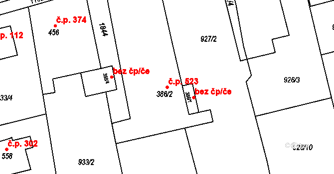 Staňkov II 523, Staňkov na parcele st. 386/2 v KÚ Staňkov-ves, Katastrální mapa