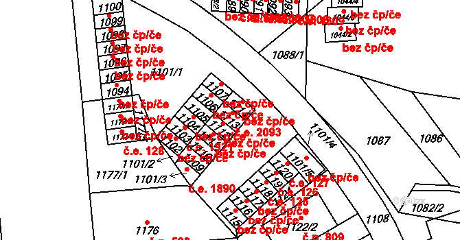 Lesná 2093, Brno na parcele st. 1113 v KÚ Lesná, Katastrální mapa
