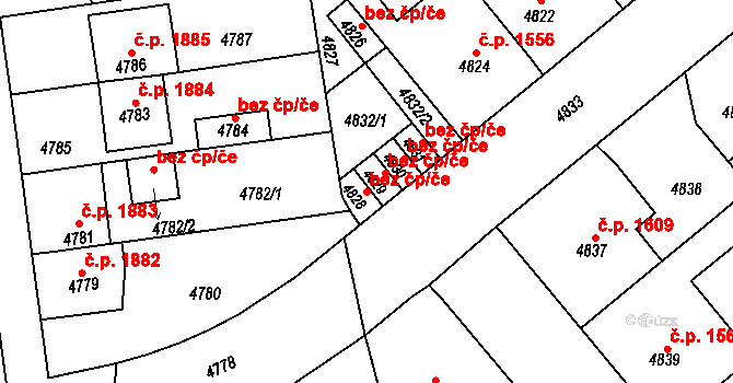 Kladno 41902203 na parcele st. 4828 v KÚ Kročehlavy, Katastrální mapa