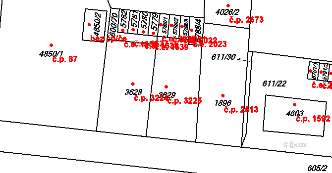 Zlín 3225 na parcele st. 3629 v KÚ Zlín, Katastrální mapa