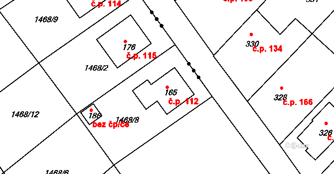 Vršovice 112 na parcele st. 165 v KÚ Vršovice u Opavy, Katastrální mapa