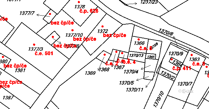 Hustopeče 2 na parcele st. 1369 v KÚ Hustopeče u Brna, Katastrální mapa