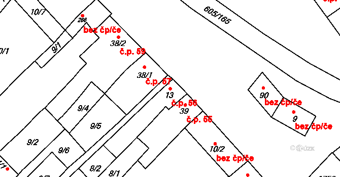 Hostěrádky-Rešov 56 na parcele st. 13 v KÚ Hostěrádky, Katastrální mapa
