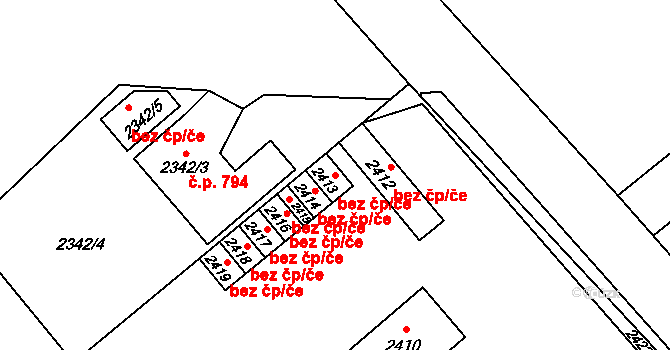 Libušín 47995203 na parcele st. 2413 v KÚ Libušín, Katastrální mapa