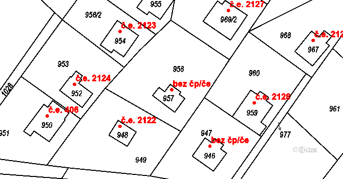 Dolní Těrlicko 2120, Těrlicko na parcele st. 957 v KÚ Dolní Těrlicko, Katastrální mapa