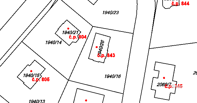 Semily 843 na parcele st. 1940/26 v KÚ Semily, Katastrální mapa