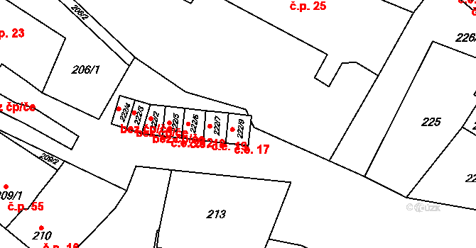Padochov 17, Oslavany na parcele st. 222/9 v KÚ Padochov, Katastrální mapa