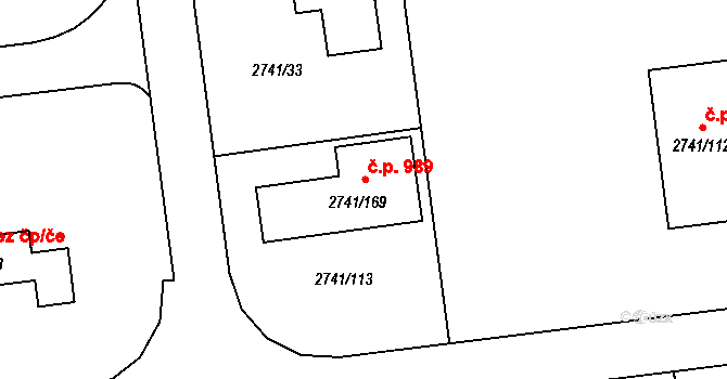 Bolatice 989 na parcele st. 2741/169 v KÚ Bolatice, Katastrální mapa