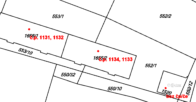 Milevsko 1133,1134 na parcele st. 1655/2 v KÚ Milevsko, Katastrální mapa