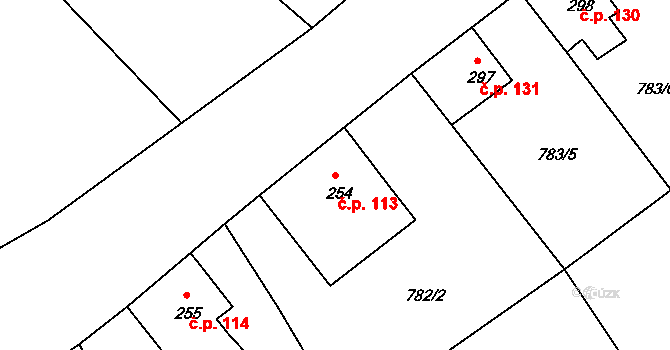 Dolní Kamenice 113, Česká Kamenice na parcele st. 254 v KÚ Dolní Kamenice, Katastrální mapa