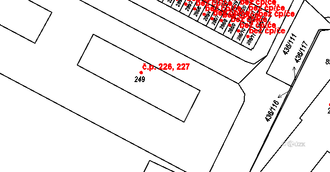Opatovice nad Labem 226,227 na parcele st. 249 v KÚ Opatovice nad Labem, Katastrální mapa