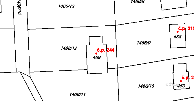 Olbramovice Ves 244, Olbramovice na parcele st. 469 v KÚ Olbramovice u Votic, Katastrální mapa