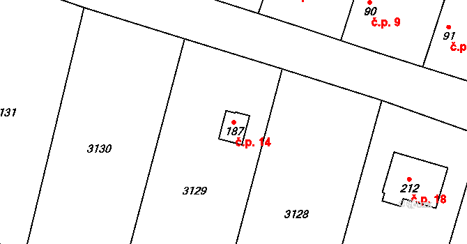 Holečkov 14, Malovice na parcele st. 187 v KÚ Malovice u Netolic, Katastrální mapa