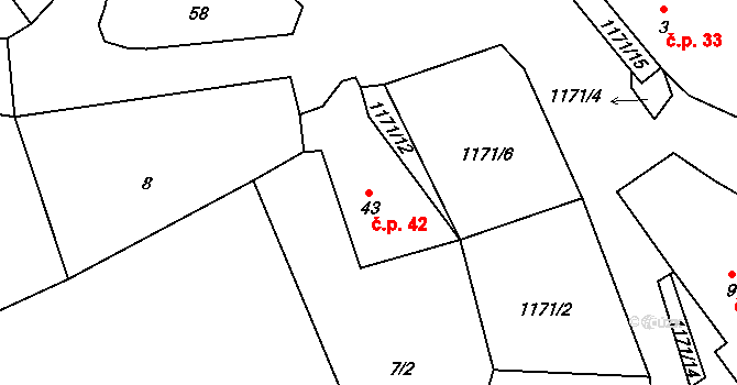 Horosedly 42, Čkyně na parcele st. 43 v KÚ Horosedly u Čkyně, Katastrální mapa