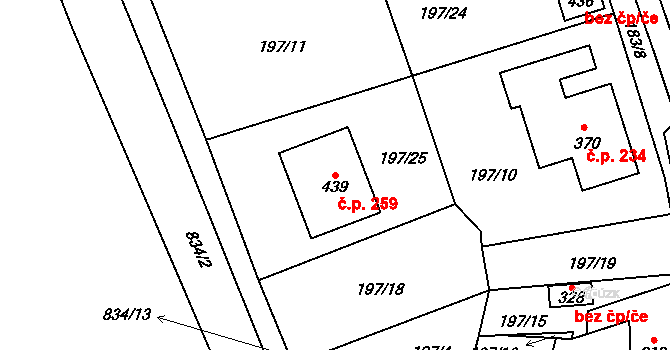 Mokřiny 259, Aš na parcele st. 439 v KÚ Mokřiny, Katastrální mapa