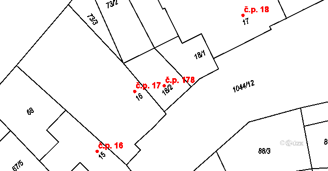 Hříškov 178 na parcele st. 18/2 v KÚ Hříškov, Katastrální mapa