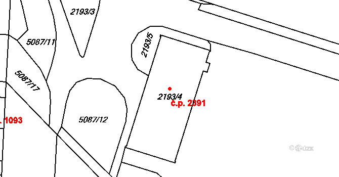 Louny 2391 na parcele st. 2193/4 v KÚ Louny, Katastrální mapa