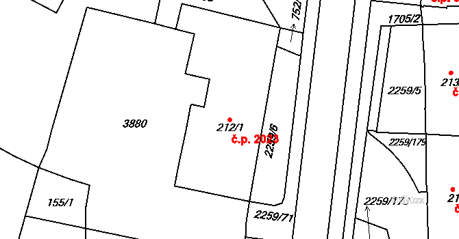 Havlíčkův Brod 2023 na parcele st. 212/1 v KÚ Havlíčkův Brod, Katastrální mapa