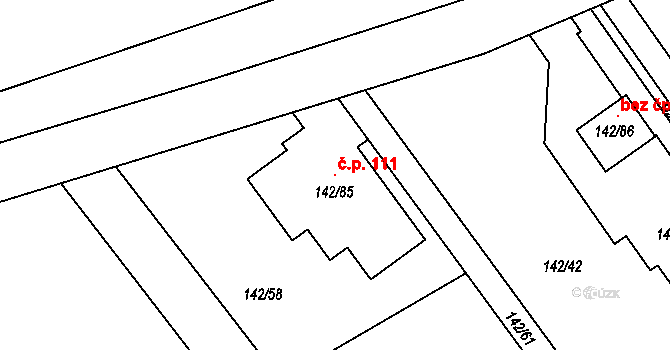 Provodov 111, Provodov-Šonov na parcele st. 142/85 v KÚ Provodov, Katastrální mapa