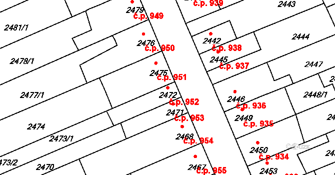 Holešov 952 na parcele st. 2472 v KÚ Holešov, Katastrální mapa