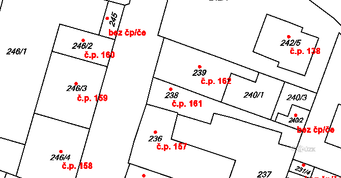 Moravský Krumlov 161 na parcele st. 238 v KÚ Moravský Krumlov, Katastrální mapa
