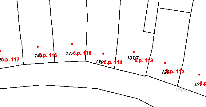 Hranice IV-Drahotuše 114, Hranice na parcele st. 139 v KÚ Drahotuše, Katastrální mapa