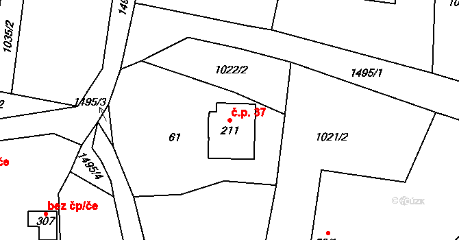 Zbizuby 37 na parcele st. 211 v KÚ Zbizuby, Katastrální mapa