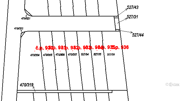 Letňany 935, Praha na parcele st. 527/35 v KÚ Letňany, Katastrální mapa