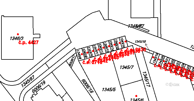 Jihlava 2640 na parcele st. 1345/11 v KÚ Jihlava, Katastrální mapa