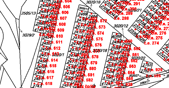 Kyjov 577 na parcele st. 2489 v KÚ Kyjov, Katastrální mapa
