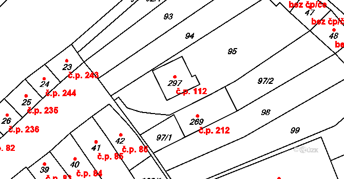 Chvalkovice na Hané 112, Ivanovice na Hané na parcele st. 297 v KÚ Chvalkovice na Hané, Katastrální mapa