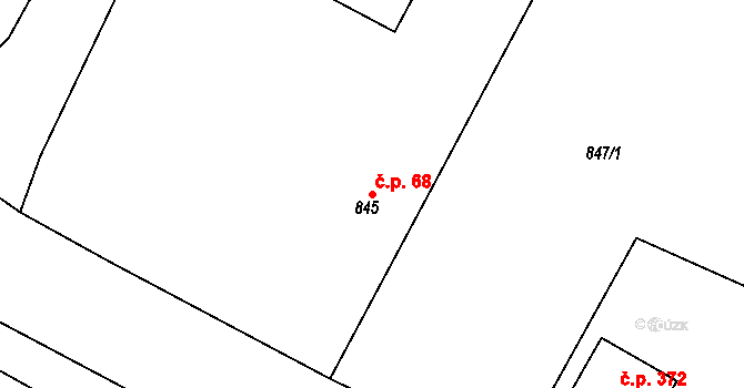 Krmelín 68 na parcele st. 845 v KÚ Krmelín, Katastrální mapa