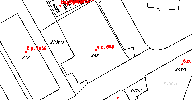 Šumperk 695 na parcele st. 483 v KÚ Šumperk, Katastrální mapa