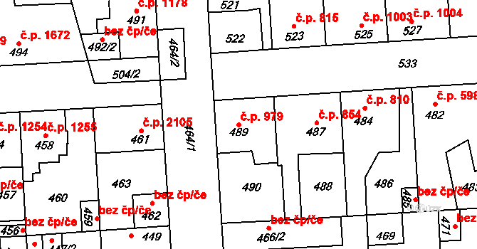 Kročehlavy 979, Kladno na parcele st. 489 v KÚ Kročehlavy, Katastrální mapa