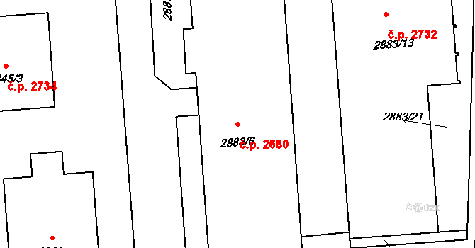 Kročehlavy 2680, Kladno na parcele st. 2883/6 v KÚ Kročehlavy, Katastrální mapa