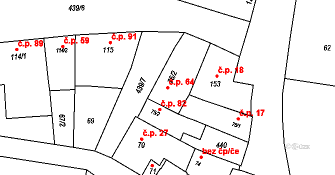 Bystročice 64 na parcele st. 76/2 v KÚ Bystročice, Katastrální mapa