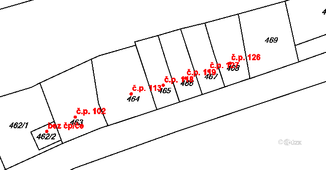 Neštěmice 118, Ústí nad Labem na parcele st. 465 v KÚ Neštěmice, Katastrální mapa
