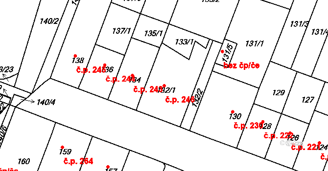 Řetenice 246, Teplice na parcele st. 132/1 v KÚ Teplice-Řetenice, Katastrální mapa