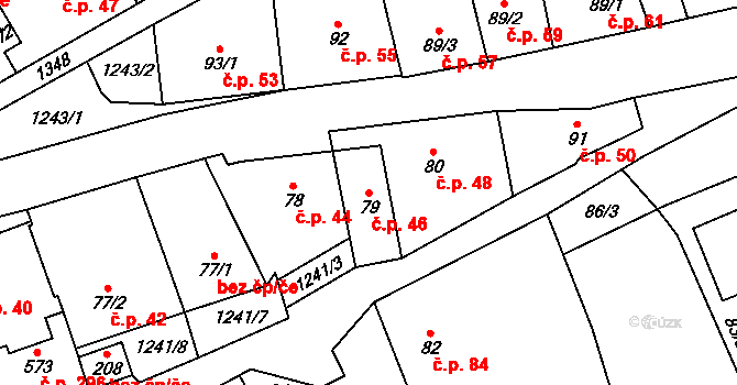 Liběchov 46 na parcele st. 79 v KÚ Liběchov, Katastrální mapa